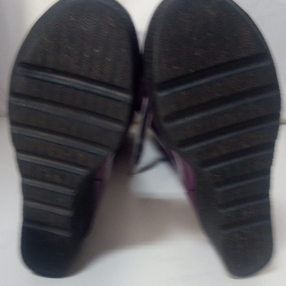 Purple Women's Lace-Up 2” Wedge Heels Rubber Boots, Size 9 - Picture 7 of 10